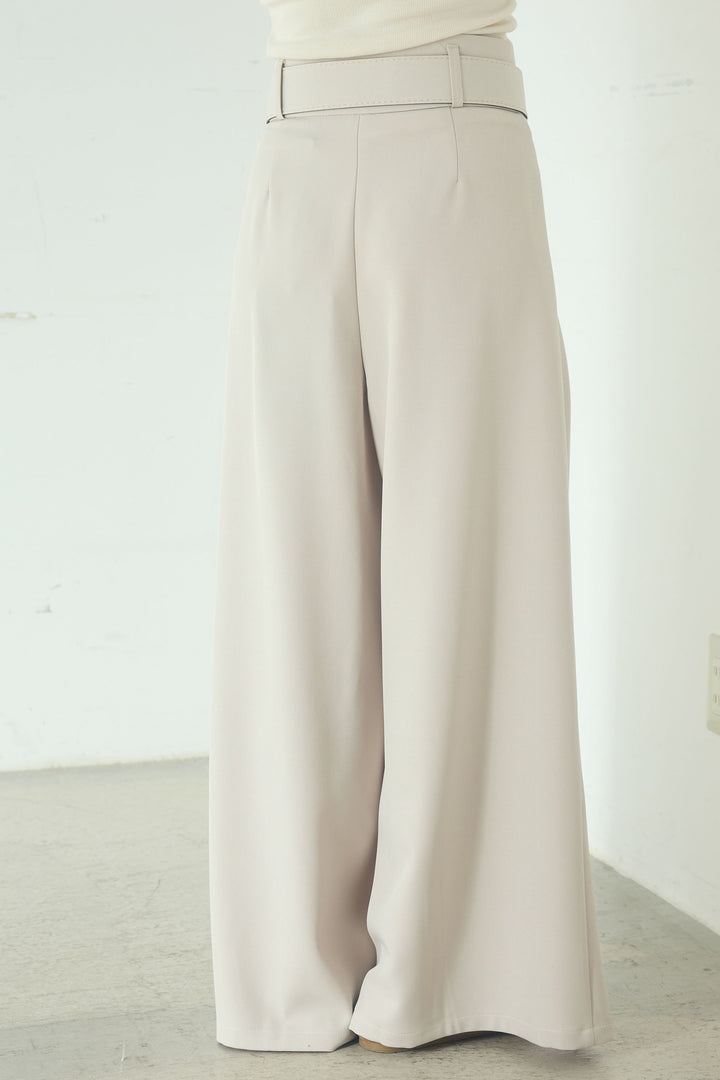 [SET]モチーフ付きシアーブルゾン+ベルト付きツータックワイドパンツ(2set)