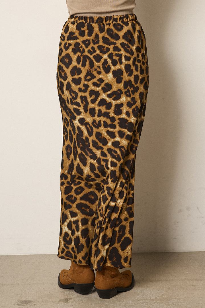 レオパードサテンナロースカート