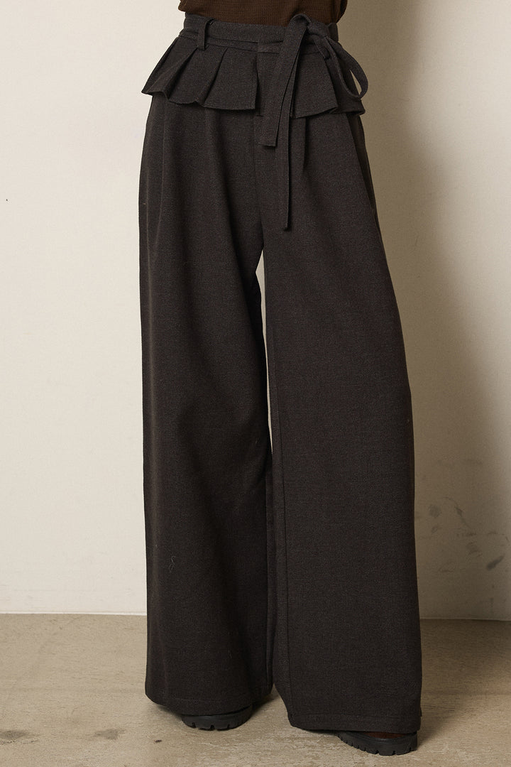 ウエストデザインワイドスラックス