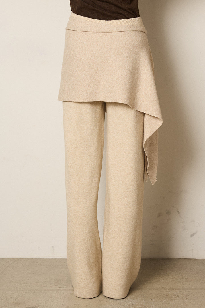 ウエスト巻きニットパンツ