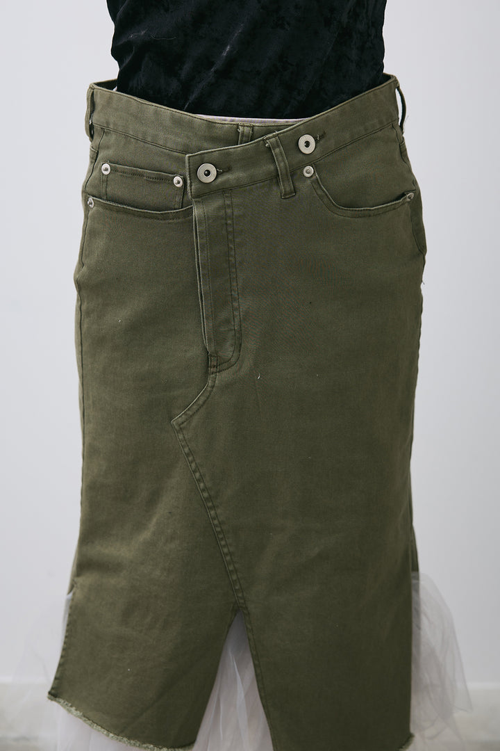 【即納】チュールレイヤードミリタリースカート