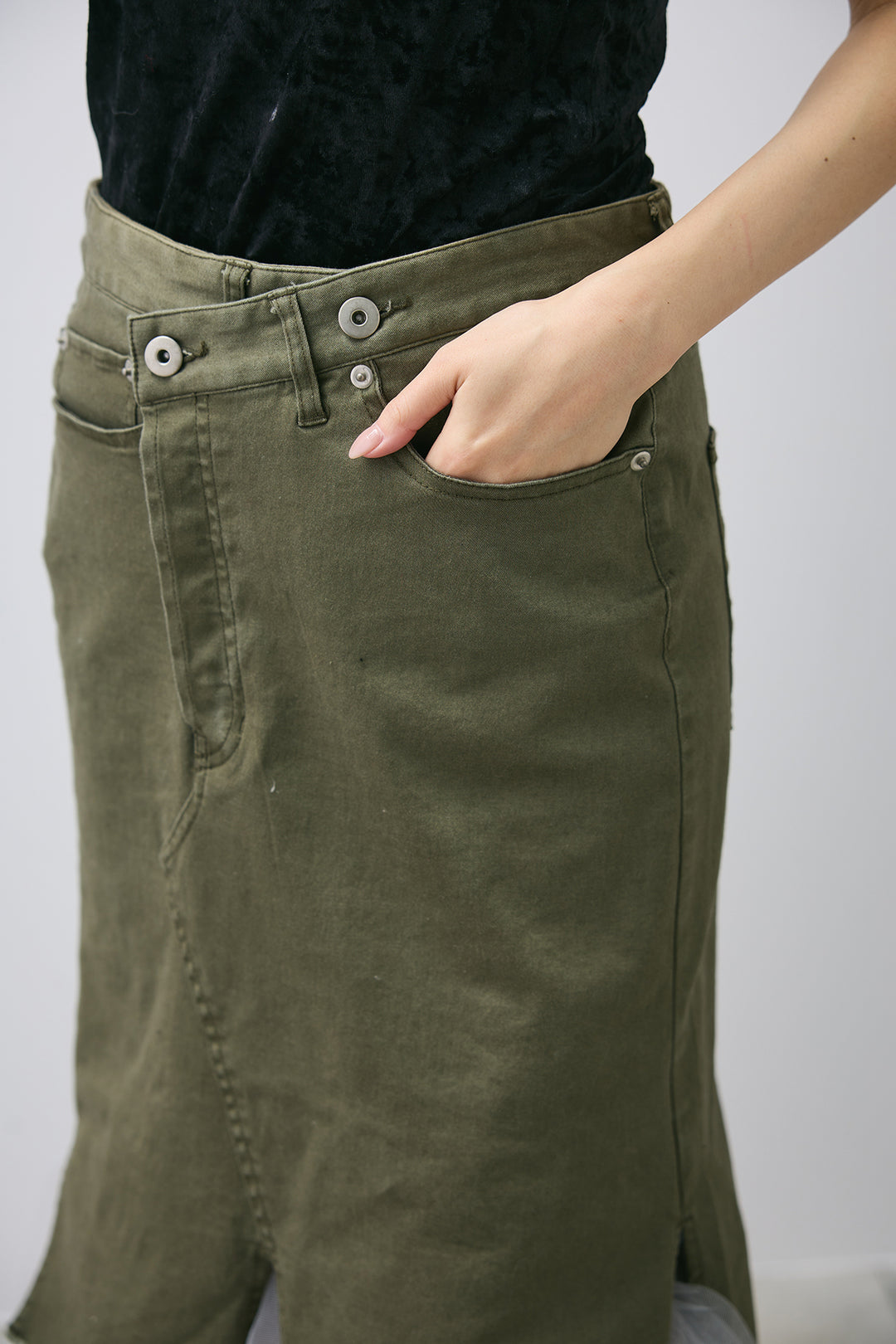 【即納】チュールレイヤードミリタリースカート