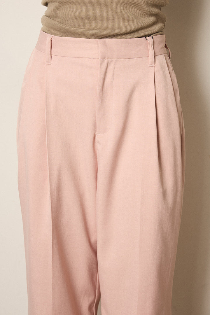 [SET]Vネックフリルカラーブラウス+ツイルスプリングカラータックパンツ(2set)