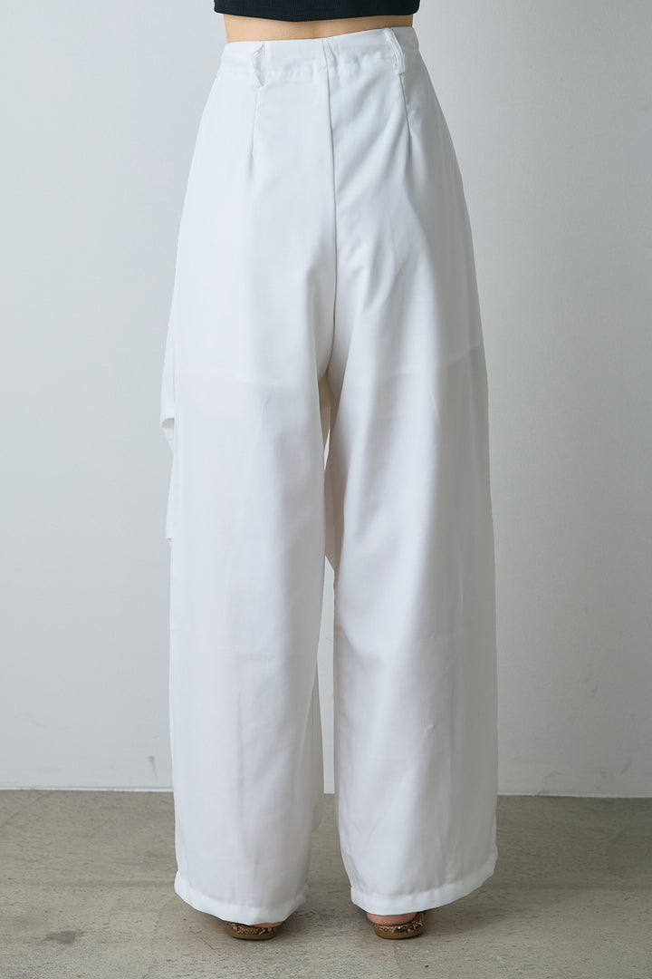 [SET]サテンクロップドシャツ+デザインタックパンツ(2set)