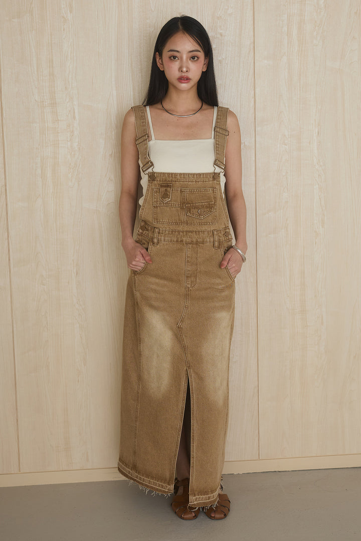 [SET]リヨセルデニムノースリシャツ+センタースリットデニムジャンスカ(2set)