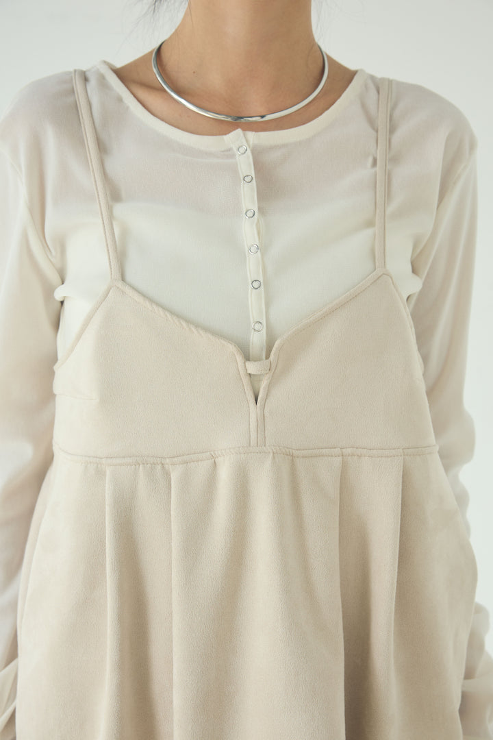 [SET]リネンライクテーラードジャケット+スエードポンチキャミワンピース(2set)