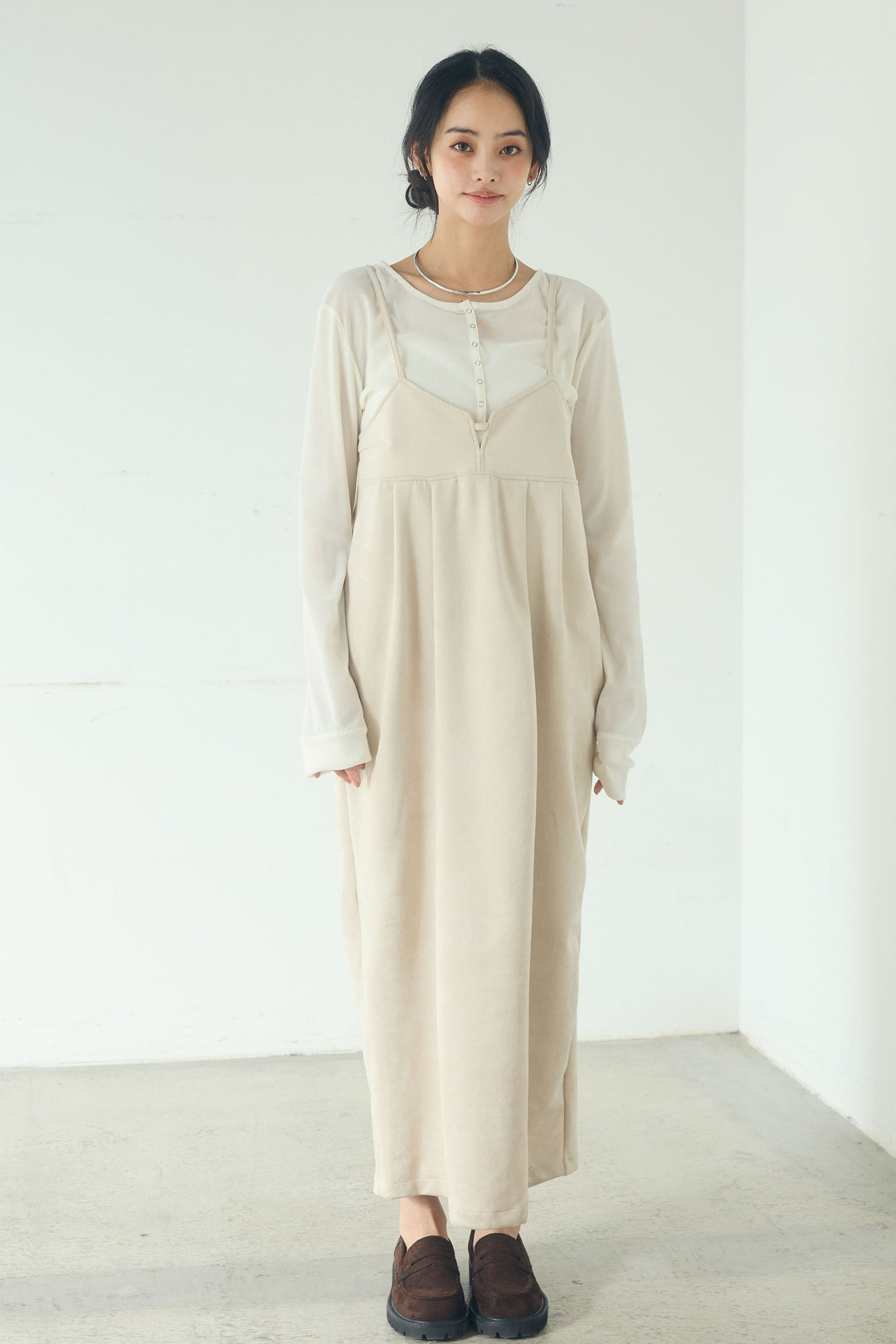 [SET]リネンライクテーラードジャケット+スエードポンチキャミワンピース(2set)