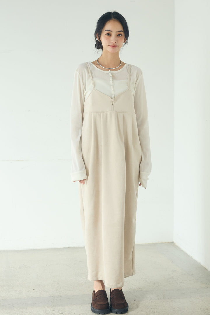 [SET]リネンライクテーラードジャケット+スエードポンチキャミワンピース(2set)