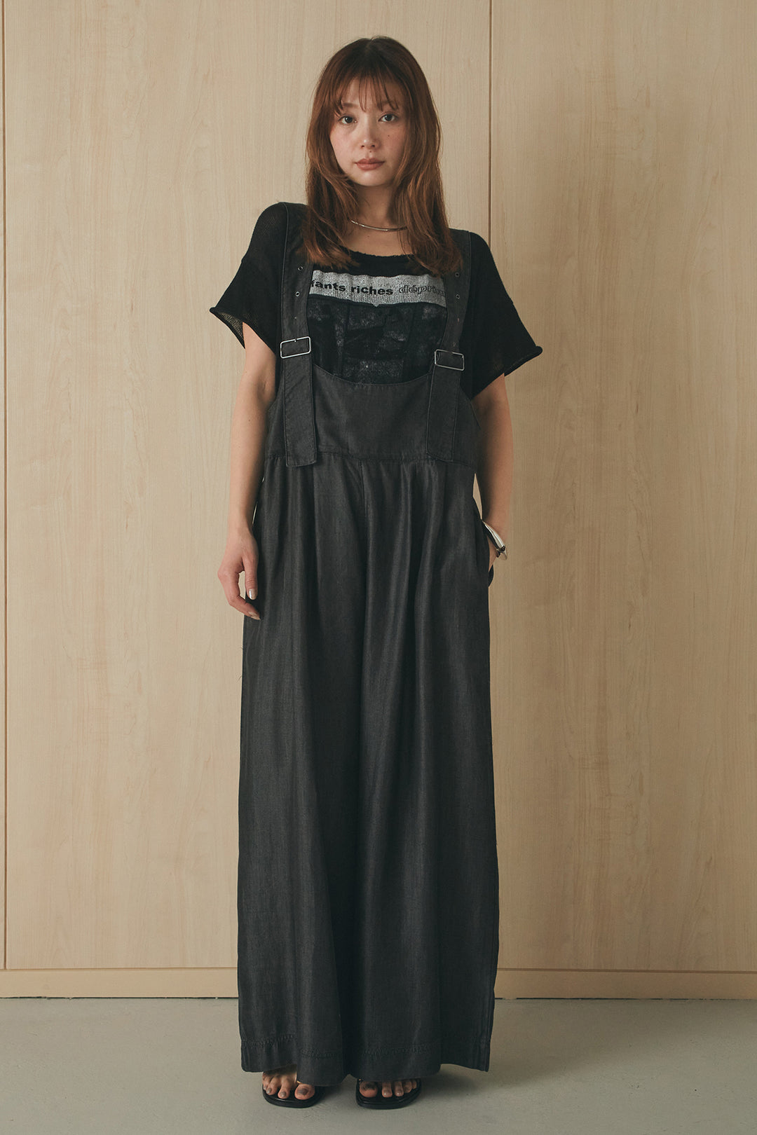 [SET]デニムライクビッグツーポケシアーシャツ+前後2WAYテンセルデニムサロペット(2set)