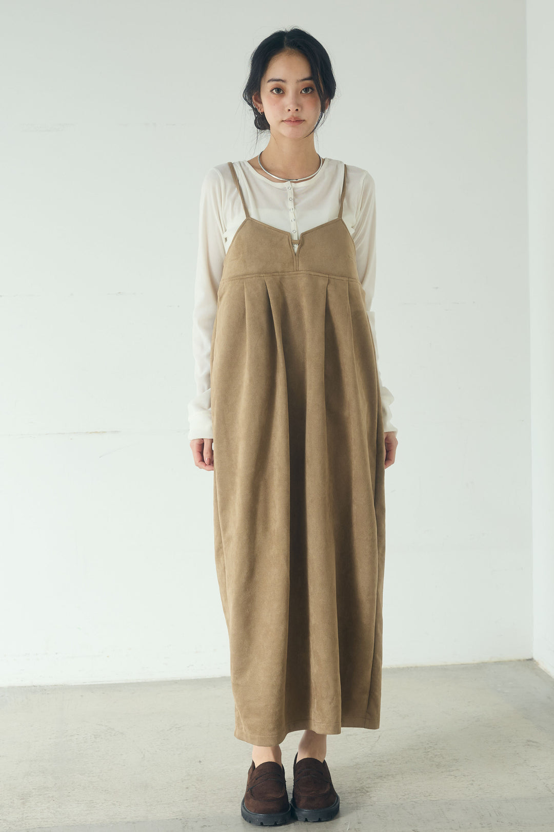 [SET]リネンライクテーラードジャケット+スエードポンチキャミワンピース(2set)