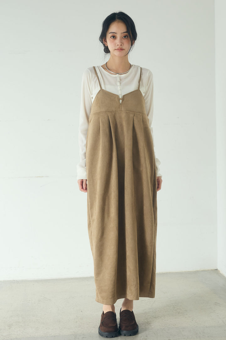 [SET]リネンライクテーラードジャケット+スエードポンチキャミワンピース(2set)