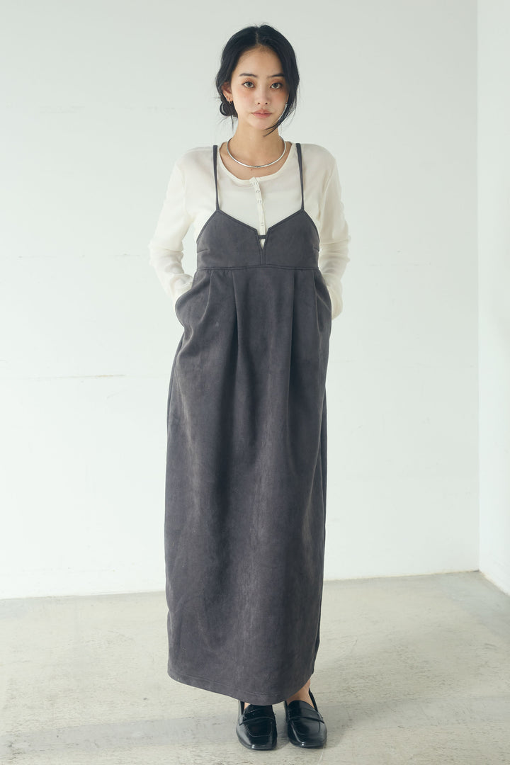 [SET]リネンライクテーラードジャケット+スエードポンチキャミワンピース(2set)