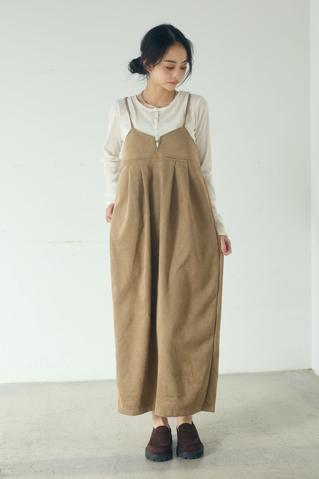 [SET]リネンライクテーラードジャケット+スエードポンチキャミワンピース(2set)