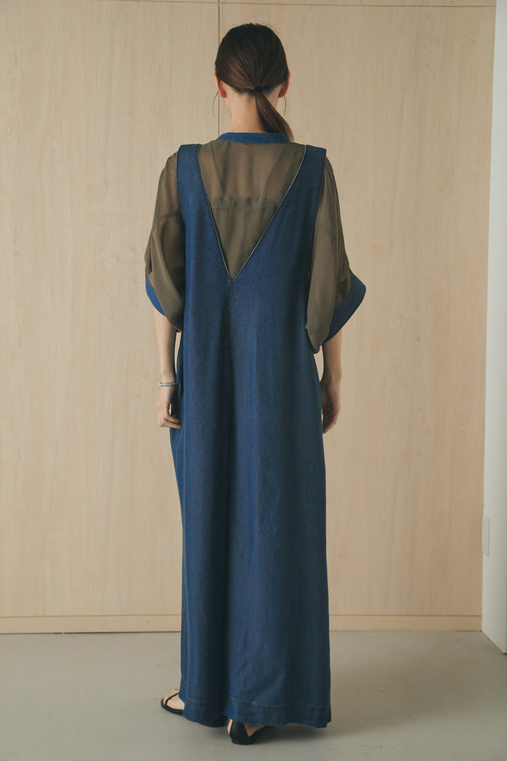 [SET]半袖モノトーングラフィックトップス+前後2WAYテンセルデニムサロペット(2set)