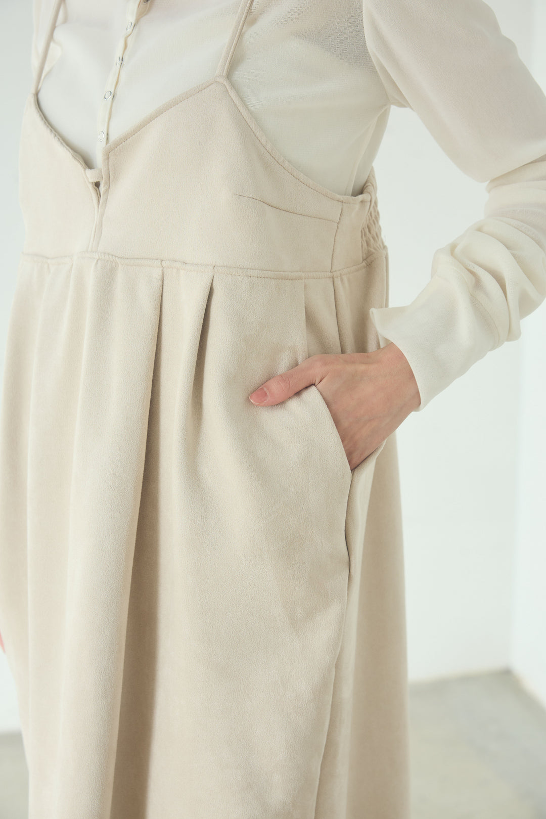 [SET]リネンライクテーラードジャケット+スエードポンチキャミワンピース(2set)