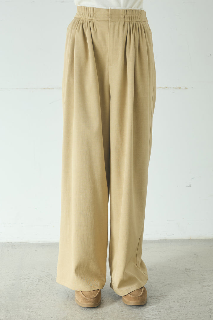 [SET]ノーカラーフロントギャザージップアウター+ツイルメニータックパンツ(2set)