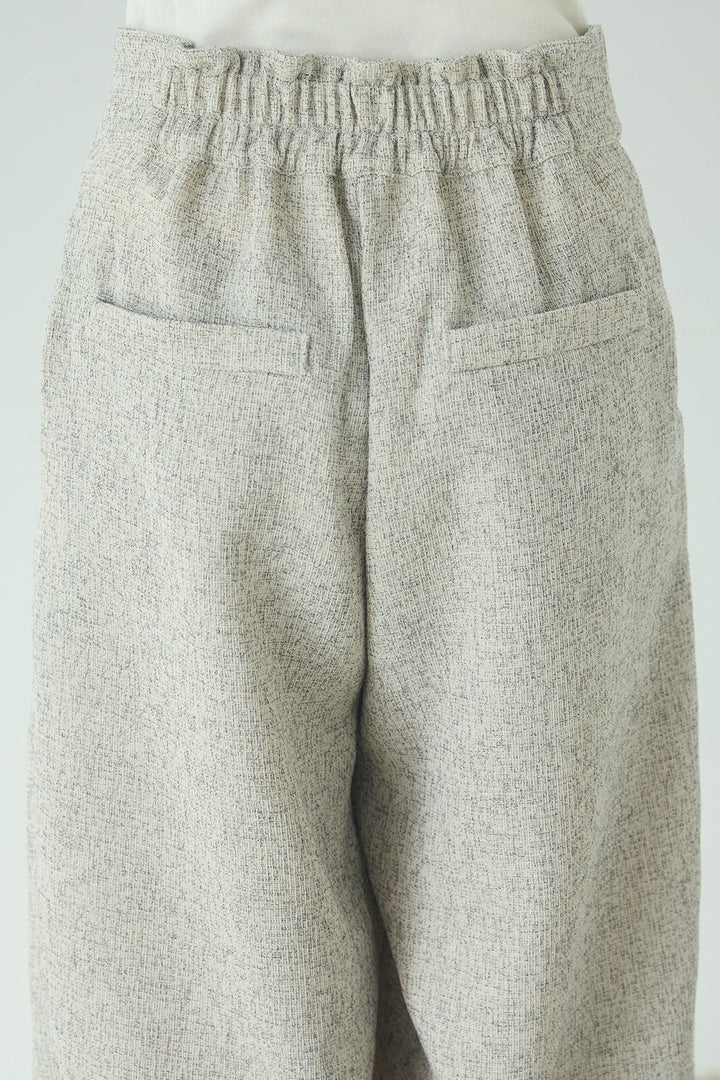 [SET]ツイード×デニムショート丈シャツ+ツイード×デニムハイウエストラインロングパンツ(2set)