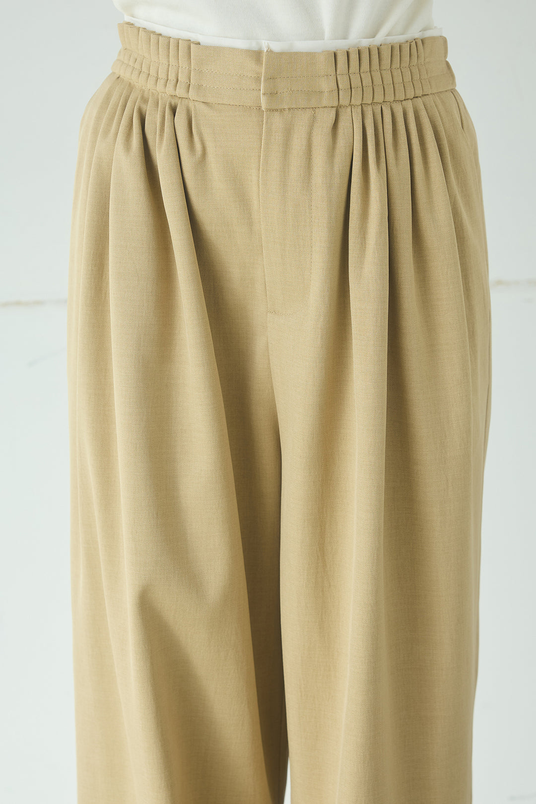 [SET]ノーカラーフロントギャザージップアウター+ツイルメニータックパンツ(2set)