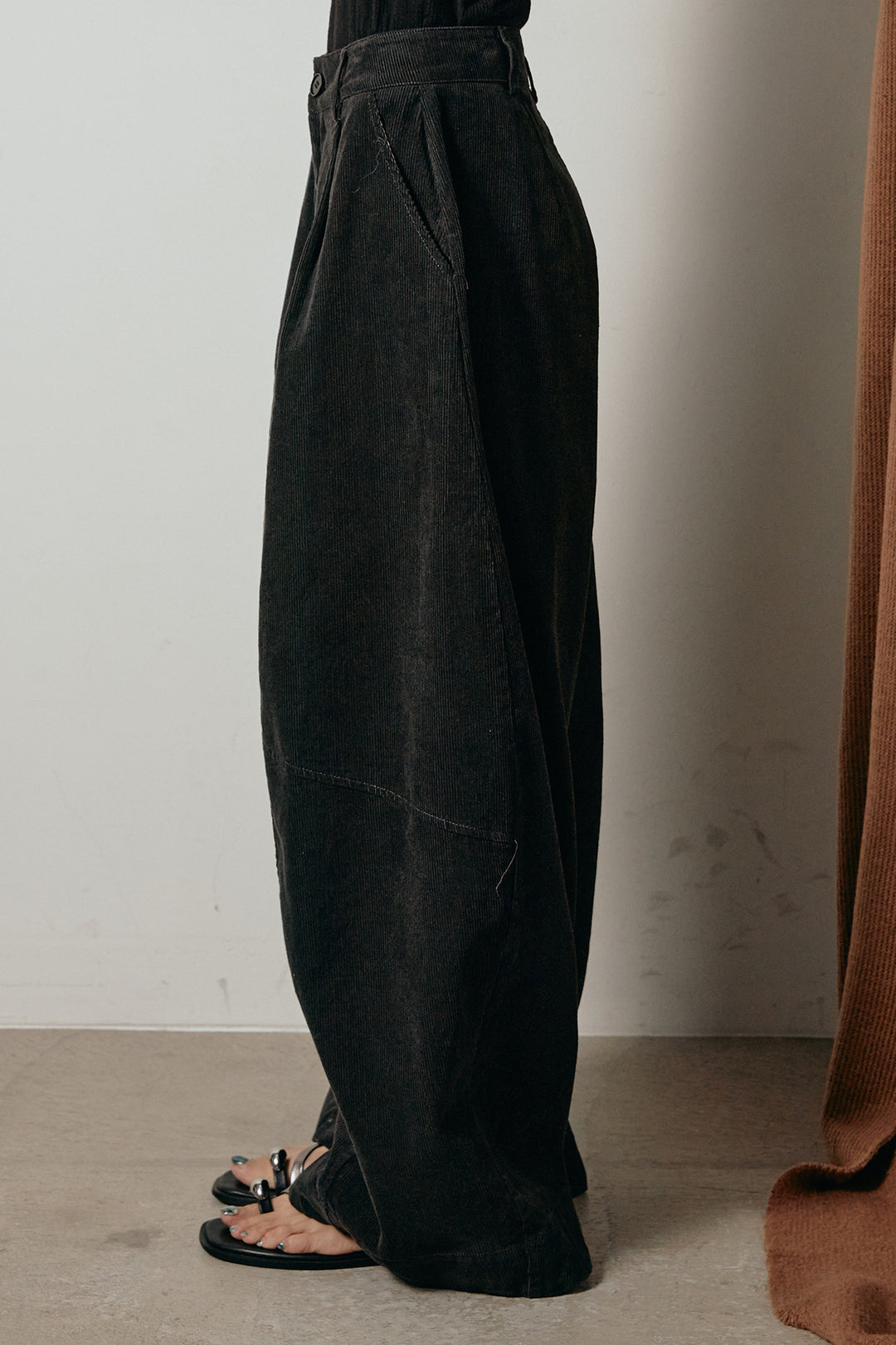 [SET]モヘアタッチマーブルニット+タック入りコーデュロイワイドパンツ(2set)