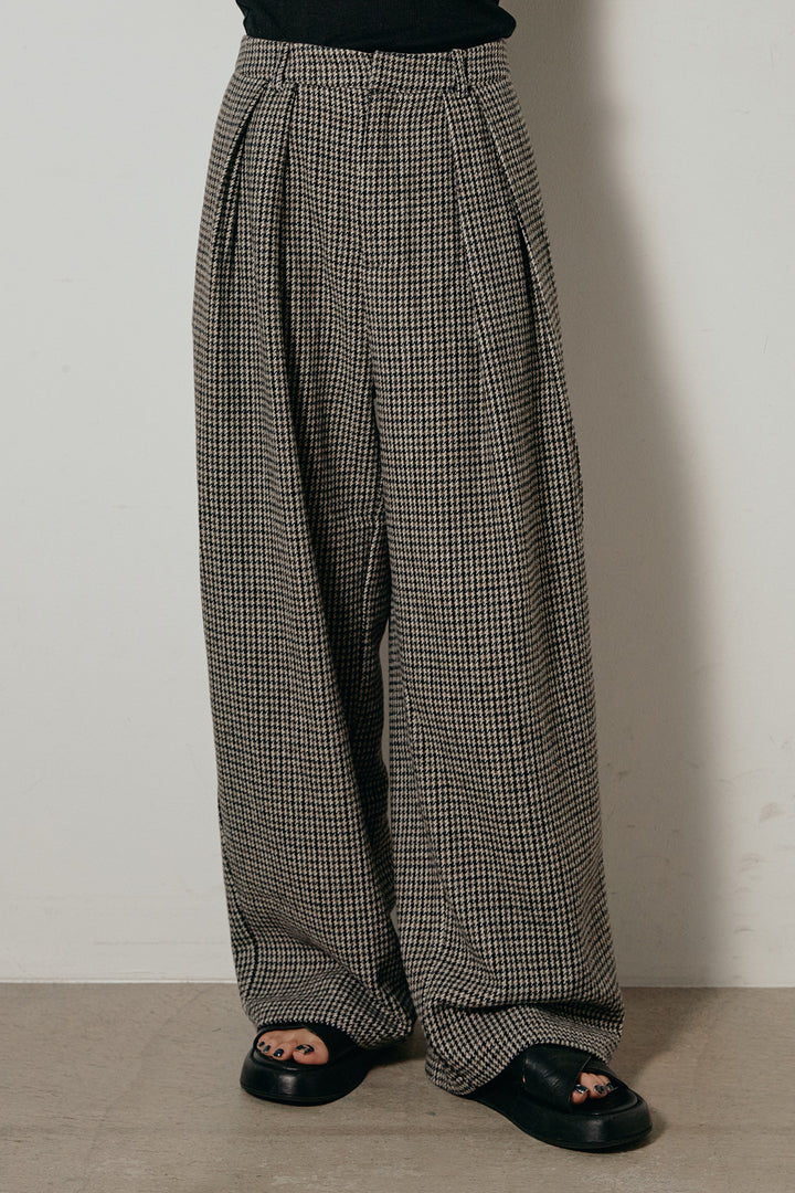 [SET]グラデーションラメニットキーネックプルオーバー+ガンクラブチェックタックパンツ(2set)