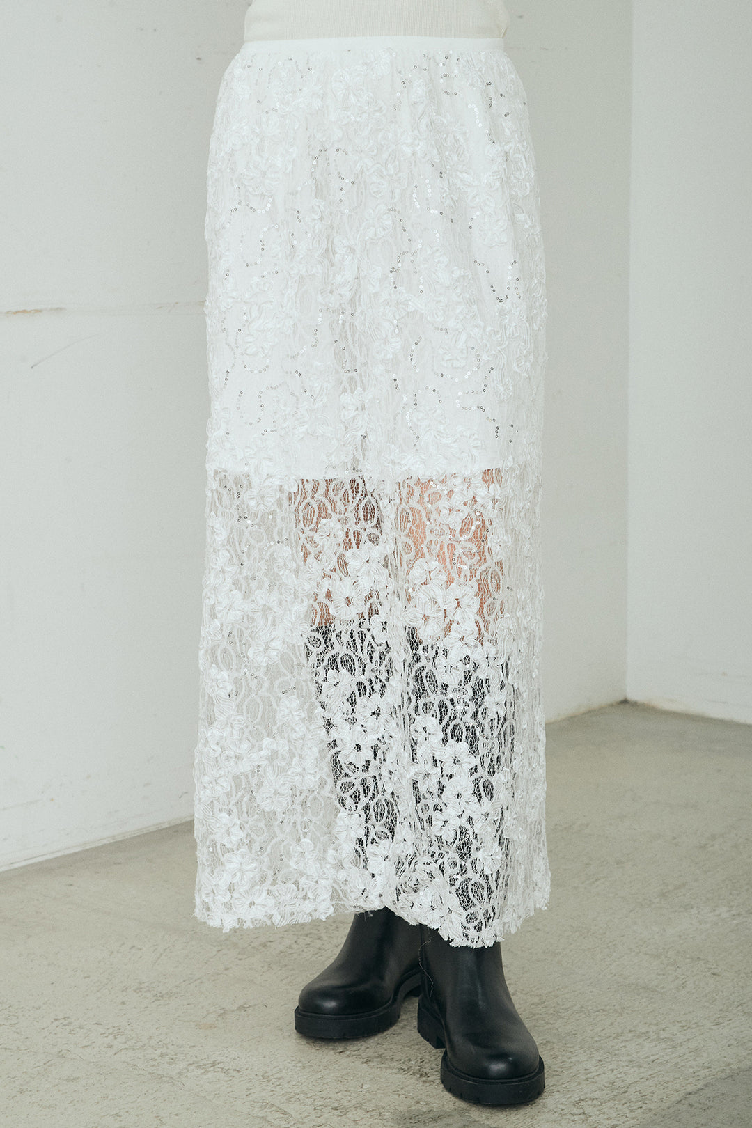 [SET]テンセルデニムシャツ+ラメ刺繍デザインスカート(2set)