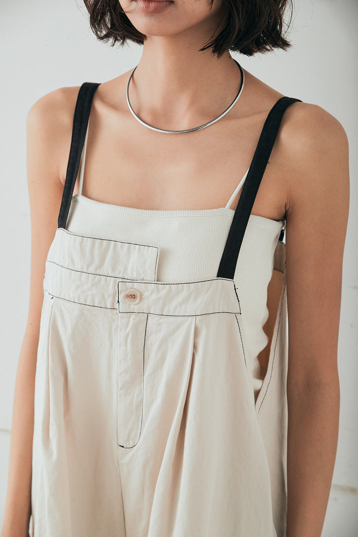 [SET]シアーダンボールサイドドロストジャケット+綿ツイルアシメサロペット(2set)