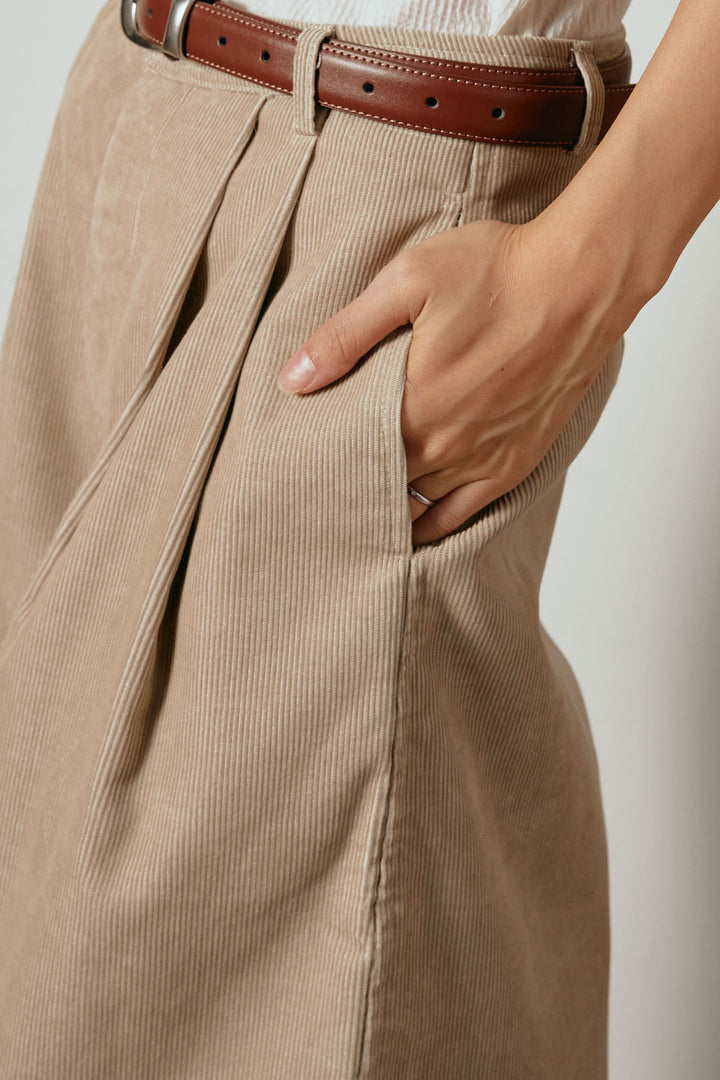 [SET]起毛ノルディック柄ニットカーディガン+フロントタック入りコーデュロイパンツ(2set)