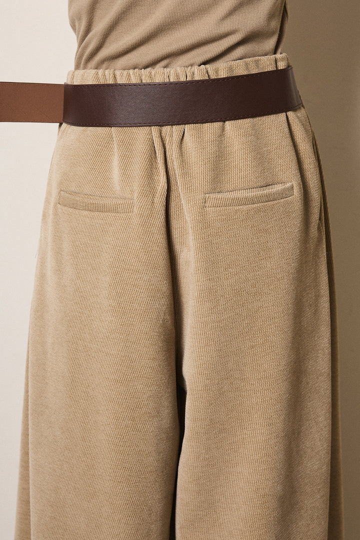 [SET]シャギーニュアンスアニマルニット+ベルトループコーデュロイワイドパンツ(2set)