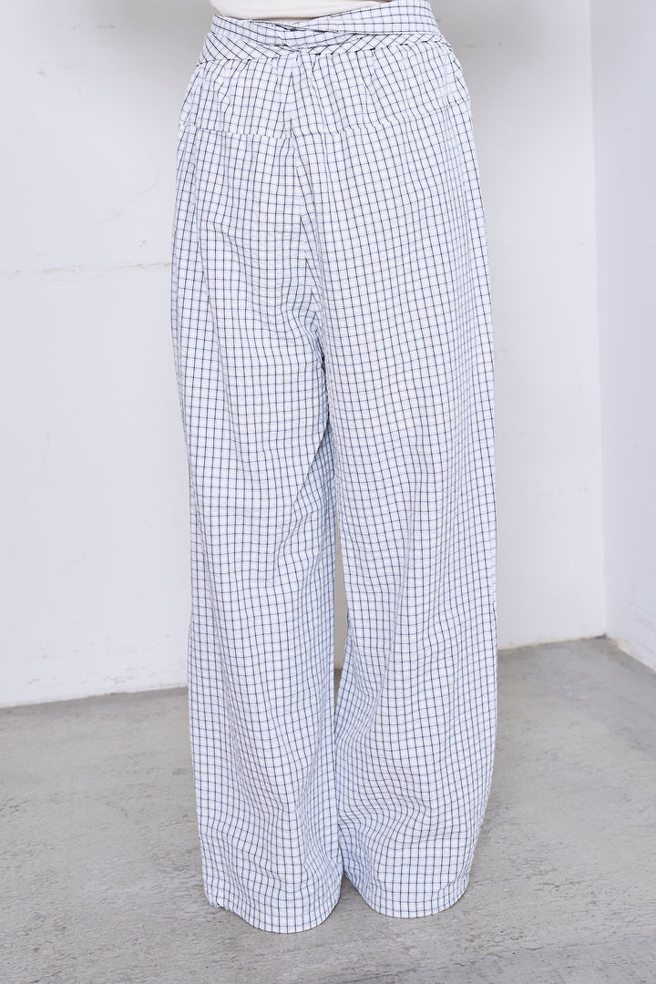 [SET]フォトシアーニットトップス+チェックウエスト巻きジョガーパンツ(2set)