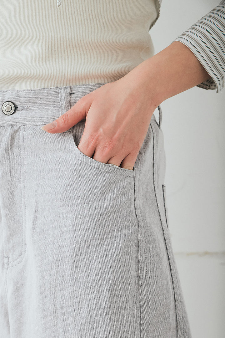 [SET]ランダムストライプスカーフ付きシャツ+デニムハーフパンツ(2set)