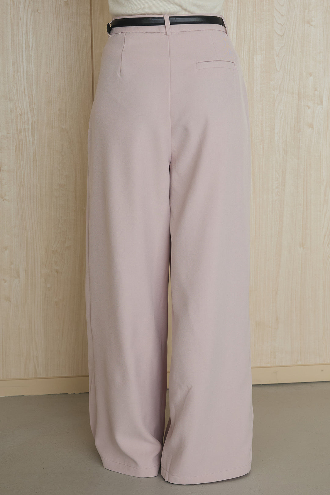 [SET]襟付き配色デニムブルゾン+ビックベルトループタックベルト付きワイドパンツ(2set)