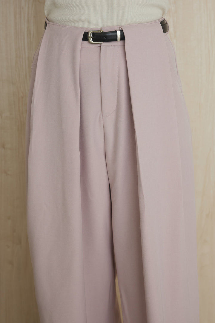 [SET]襟付き配色デニムブルゾン+ビックベルトループタックベルト付きワイドパンツ(2set)