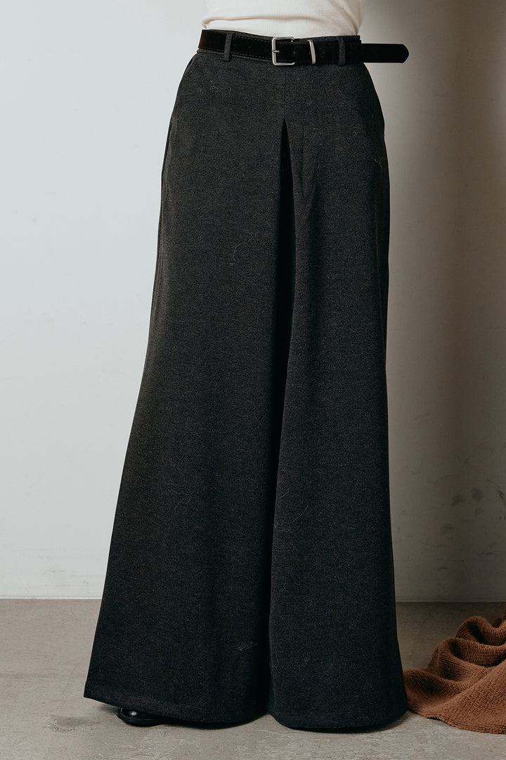 [SET]ケープデザインケーブルニットトップス+ベルト付きフロントタックデザインパンツ(2set)