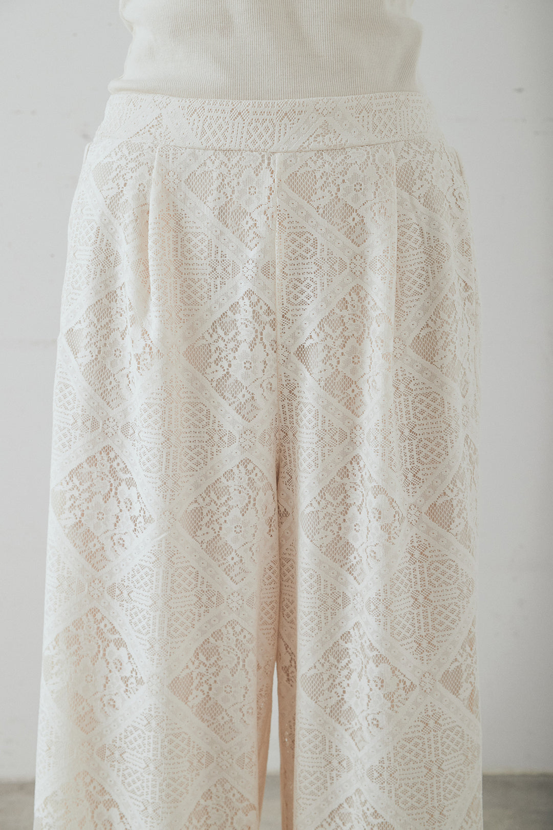 リラックスブロックレースワイドパンツ