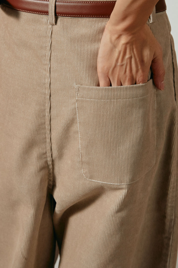 [SET]タイダイ柄シャギーニットトップス+フロントタック入りコーデュロイパンツ(2set)