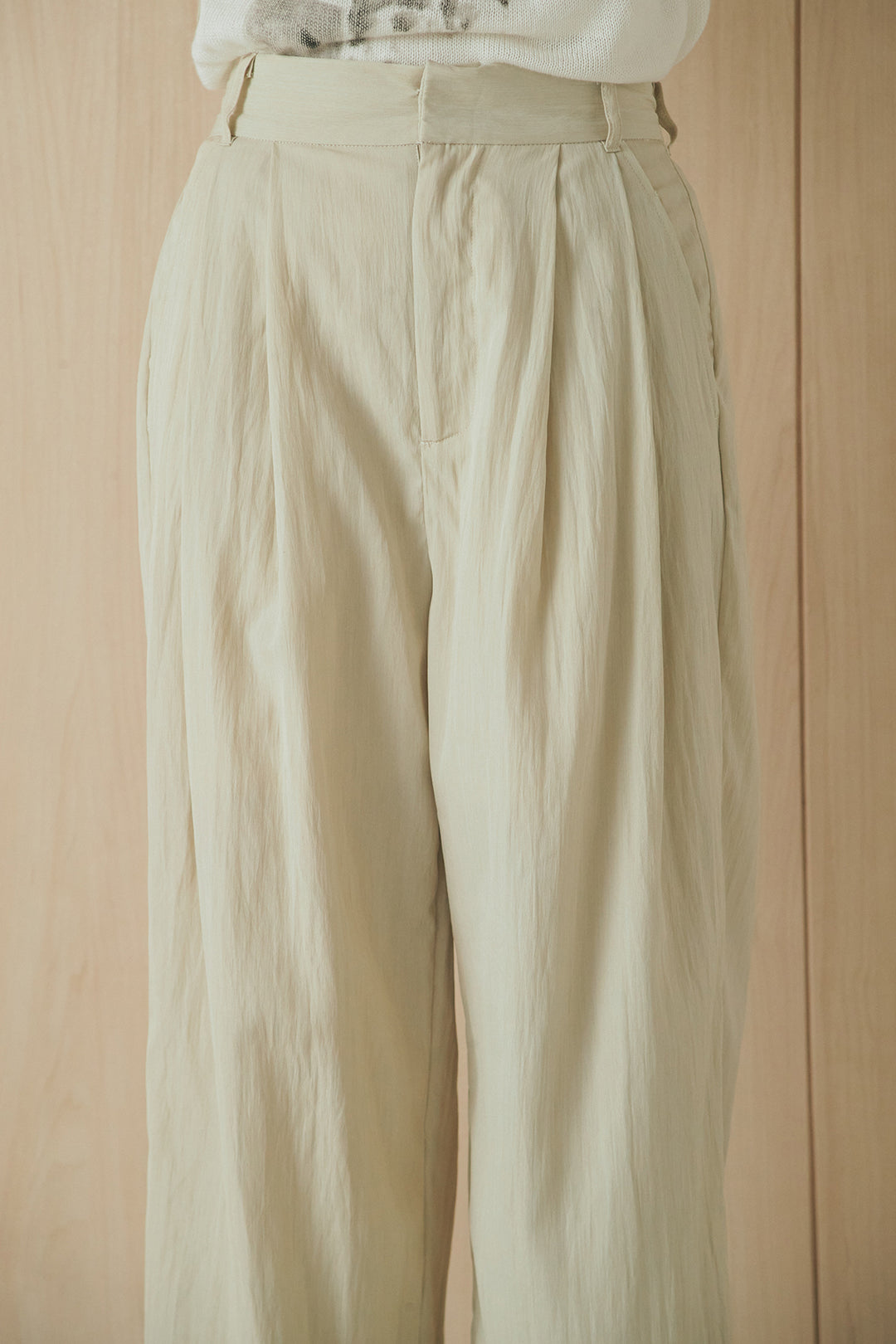 [SET]半袖モノトーングラフィックトップス+リネンライク2タックワイドパンツ(2set)