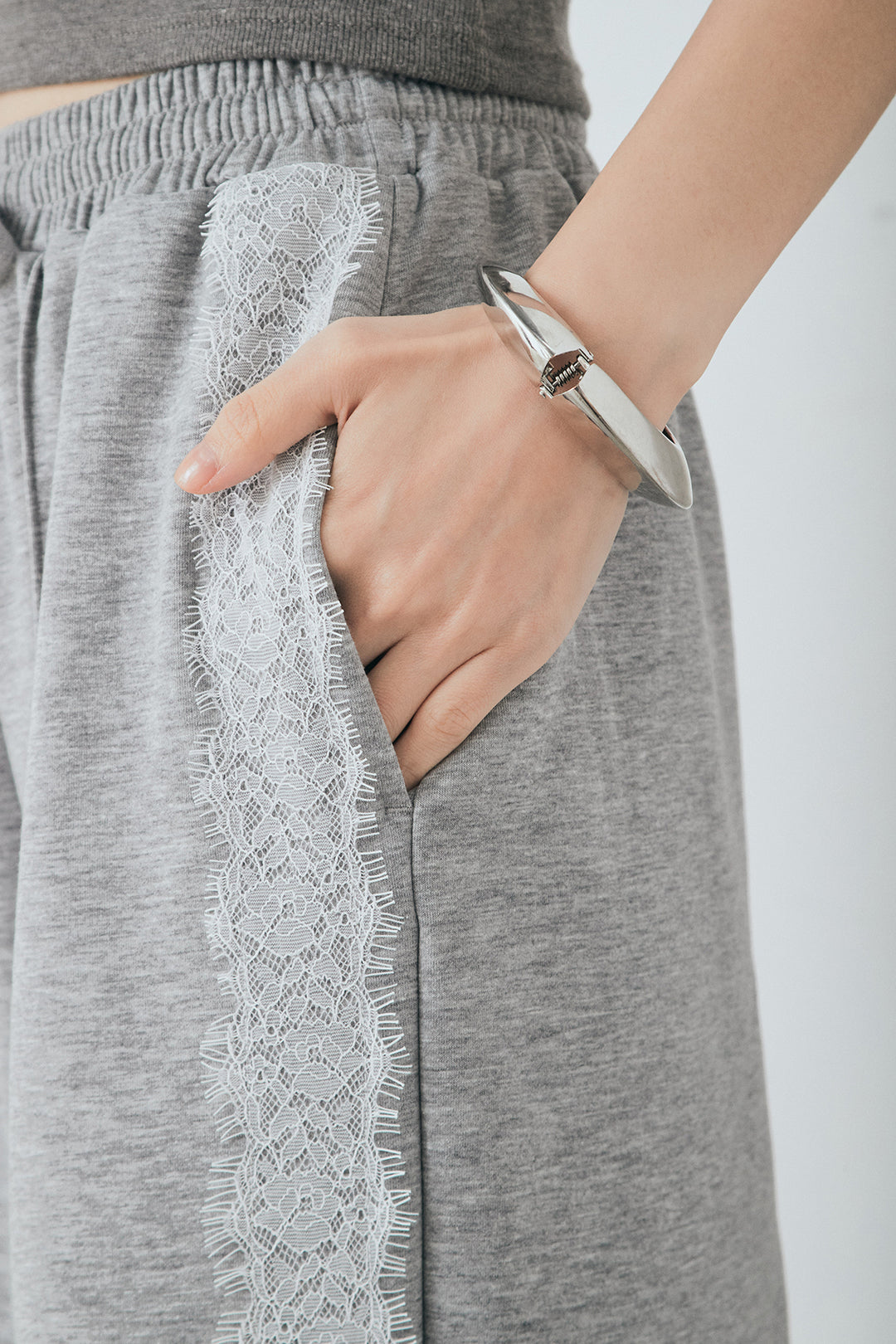 Wフェイスカットソーサイドレースラインパンツ