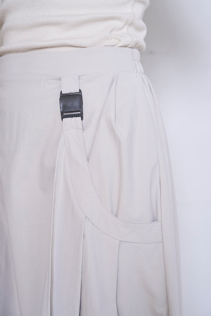 [SET]ネップメッシュポロ襟カーディガン+ラップレイヤードアシンメトリーデザインスカート(2set)