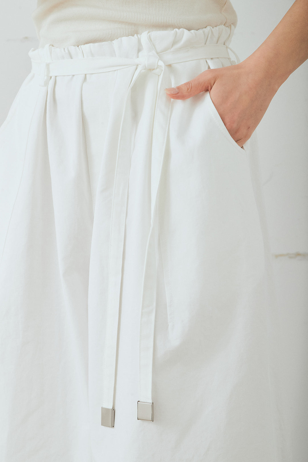 【即納】紐付きカーブワイドパンツ