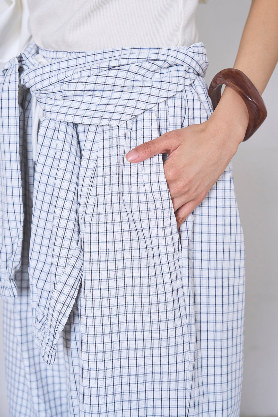 チェックウエスト巻きジョガーパンツ