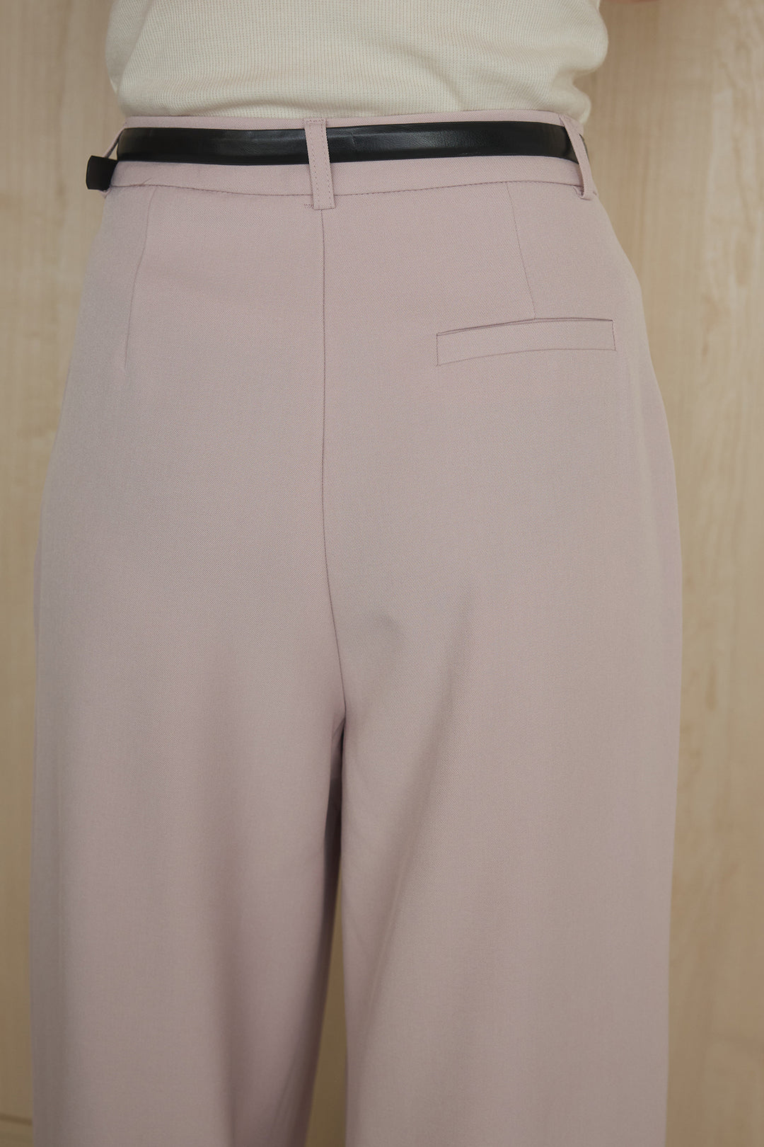 [SET]襟付き配色デニムブルゾン+ビックベルトループタックベルト付きワイドパンツ(2set)