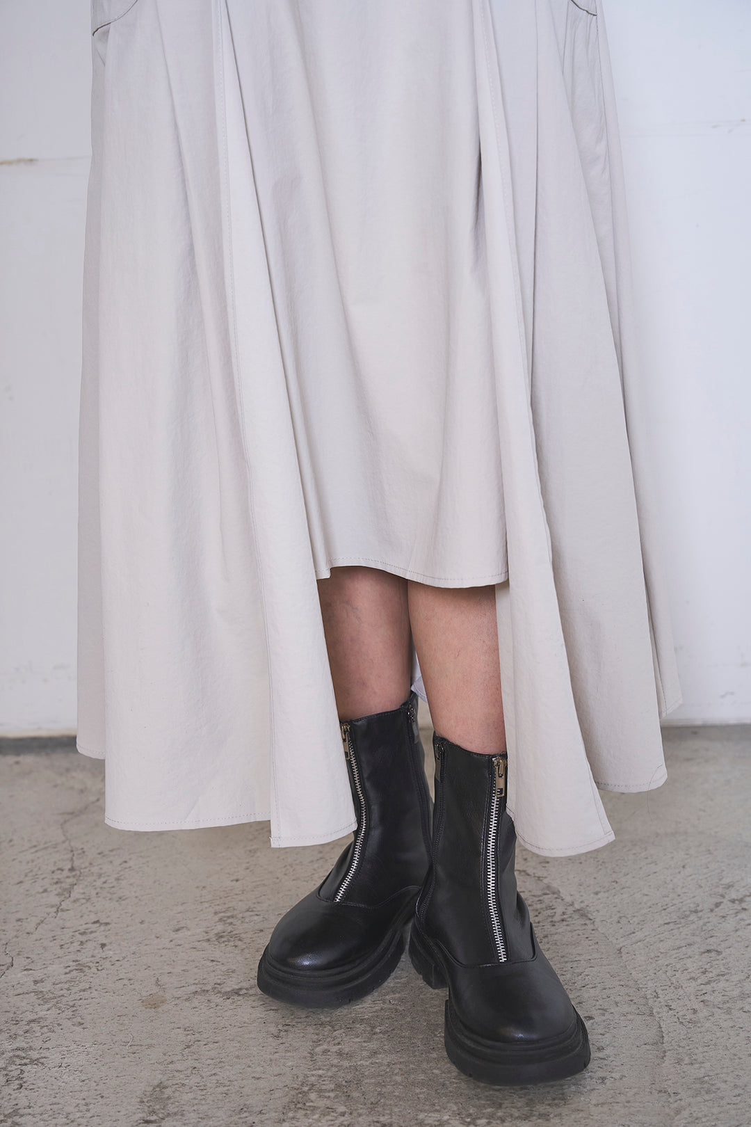 [SET]ネップメッシュポロ襟カーディガン+ラップレイヤードアシンメトリーデザインスカート(2set)