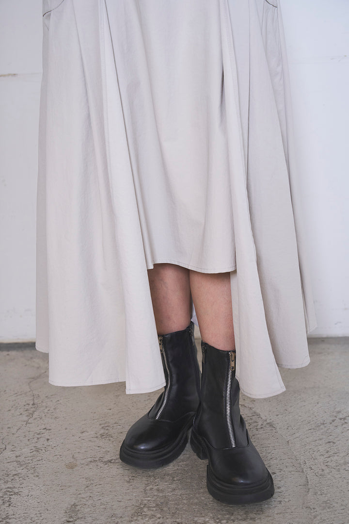 [SET]ネップメッシュポロ襟カーディガン+ラップレイヤードアシンメトリーデザインスカート(2set)