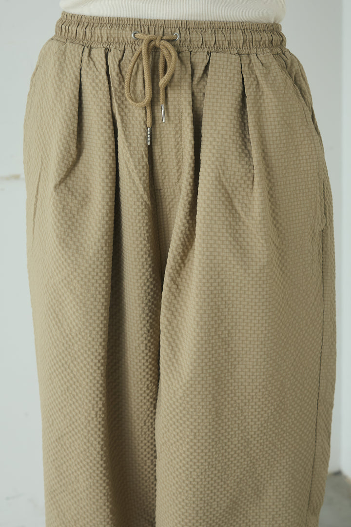 [SET]ニット切替レザーライクベスト+シアサッカーイージーパンツ(2set)