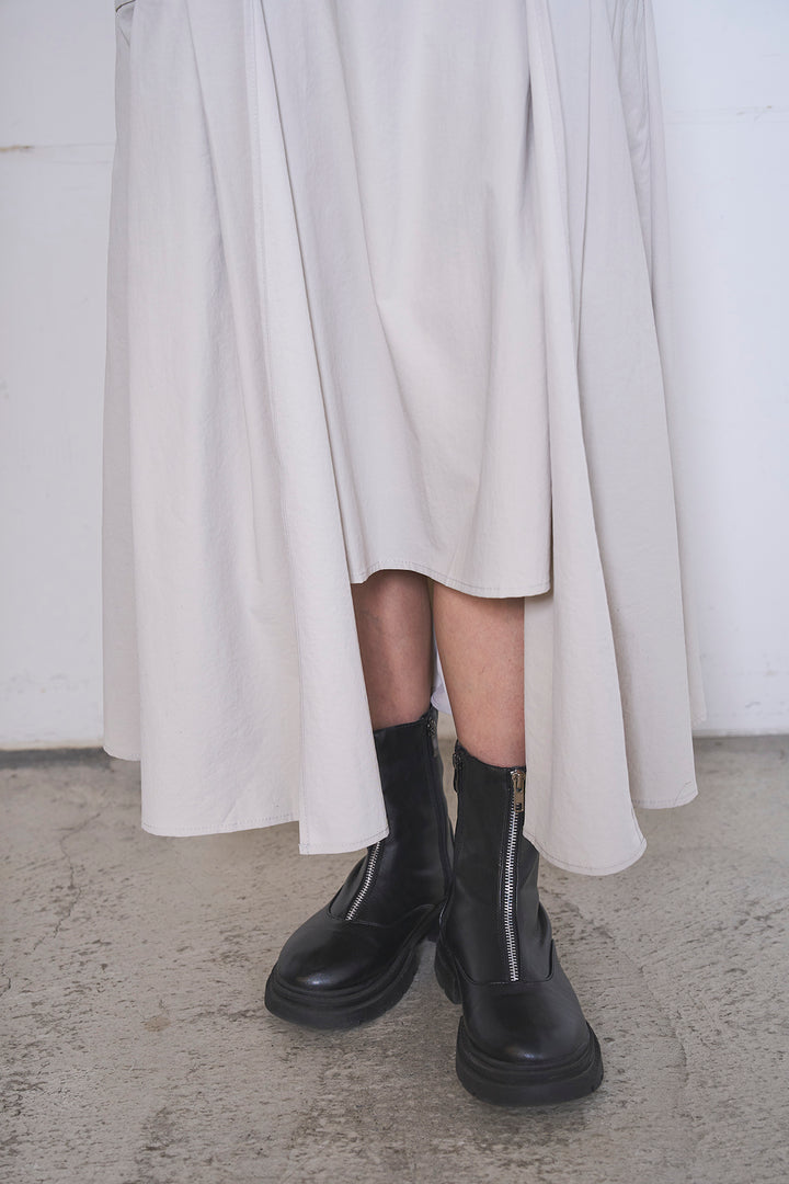 [SET]ネップメッシュポロ襟カーディガン+ラップレイヤードアシンメトリーデザインスカート(2set)