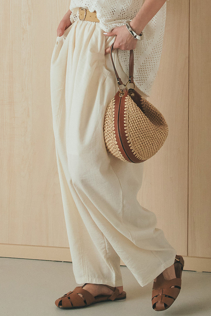 [SET]長袖襟付きレースシャツ+ポケットタックフォルムパンツ(2set)