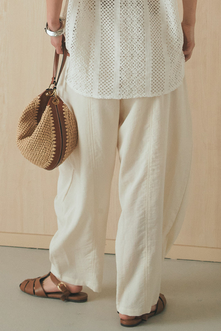 [SET]長袖襟付きレースシャツ+ポケットタックフォルムパンツ(2set)