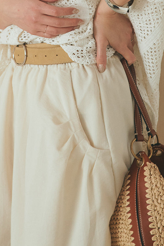 [SET]長袖襟付きレースシャツ+ポケットタックフォルムパンツ(2set)