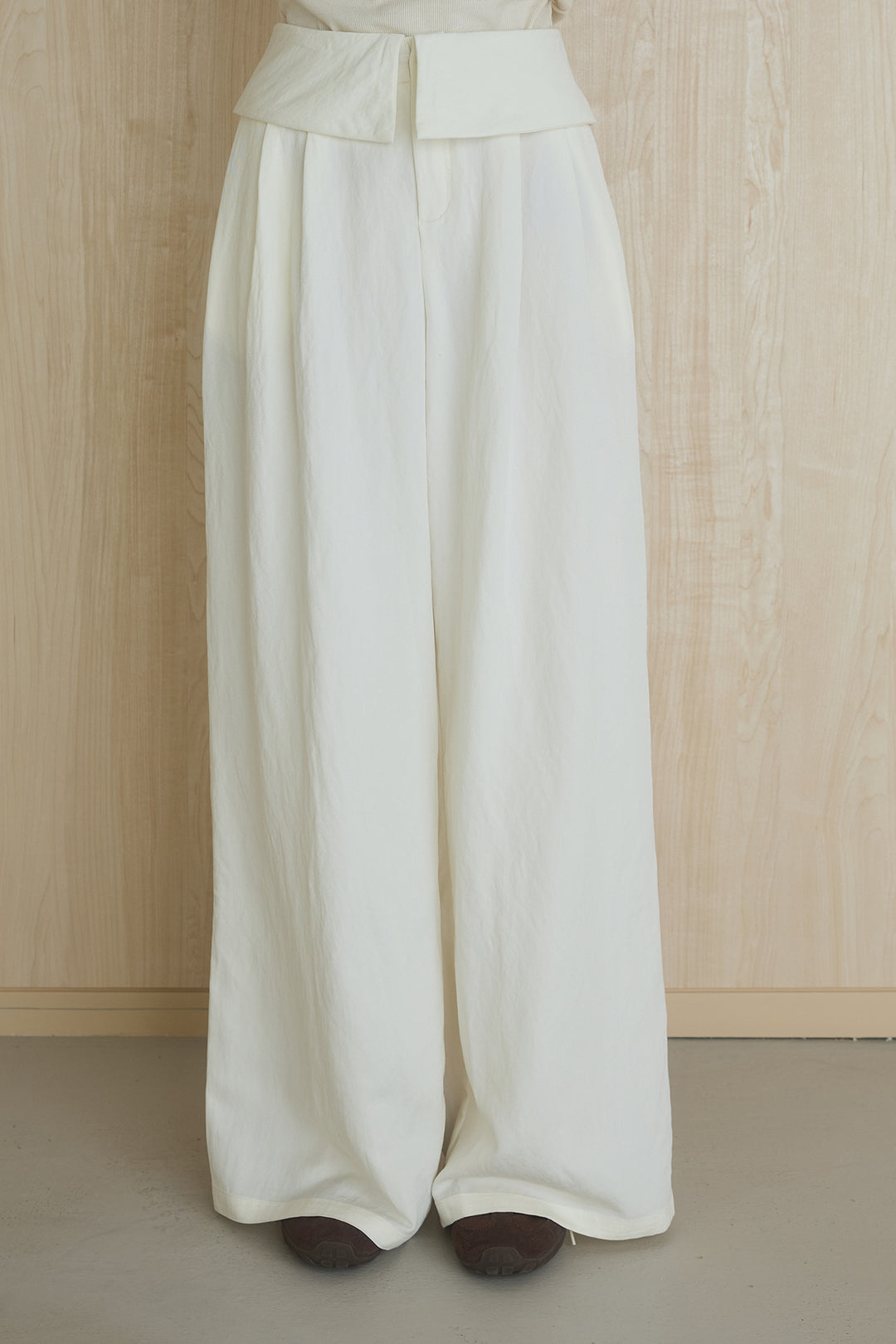 [SET]裾ドロストシアーWジップフーディーブルゾン+ウエスト折り返しワイドパンツ(2set)