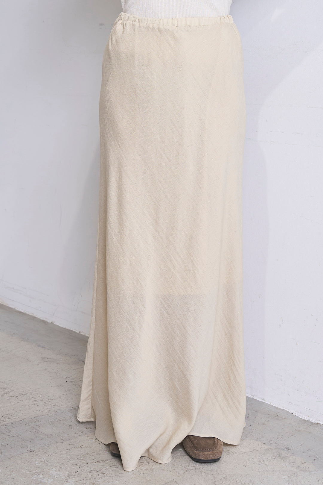 [SET]異素材切替ZIPブルゾン+リネンブレンドロングナロースカート(2set)